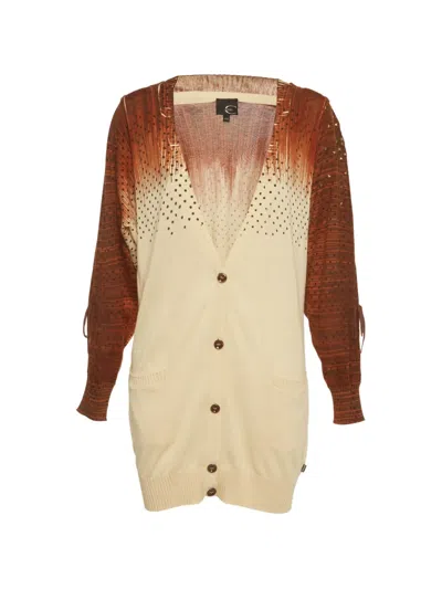 Pre-owned Just Cavalli Vintage Printed Knit Cardigan In Neutral
