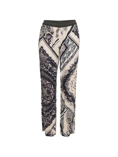 Pre-owned Just Cavalli Vintage Printed Lurex-knit Trousers In Black