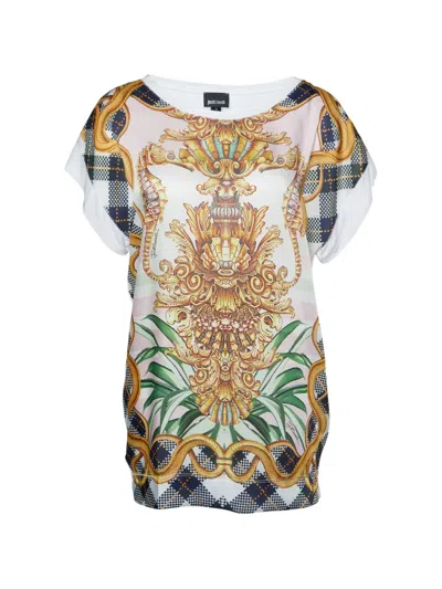 Pre-owned Just Cavalli Vintage Printed Oversized T-shirt In Gold