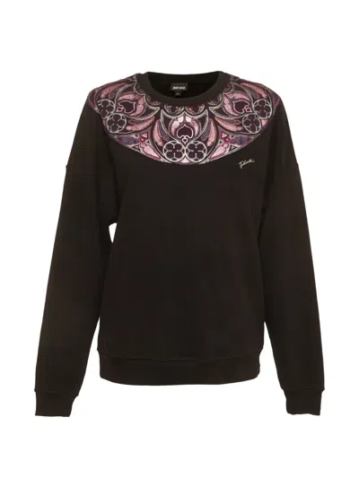Pre-owned Just Cavalli Vintage Printed Panelled Sweatshirt In Black