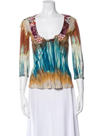 Pre-owned Just Cavalli Vintage Printed Top In Multi
