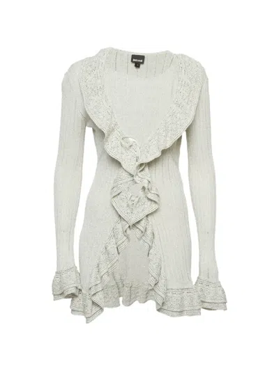 Pre-owned Just Cavalli Vintage Ruffled Cardigan In Gray