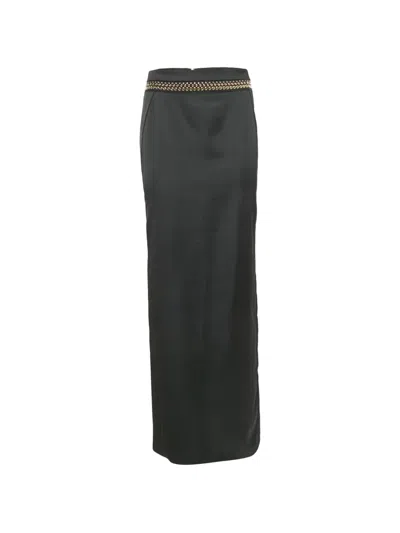 Pre-owned Just Cavalli Vintage Satin Maxi Skirt In Black