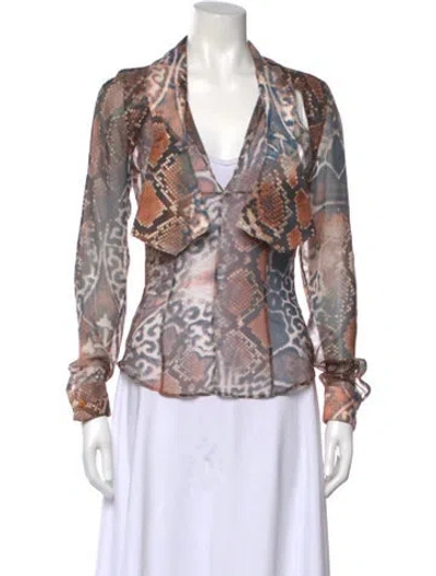 Pre-owned Just Cavalli Vintage Silk Blouse In Brown