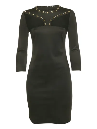 Pre-owned Just Cavalli Vintage Stud Mesh Mini Dress In Black