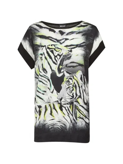 Pre-owned Just Cavalli Vintage Tiger-print T-shirt In Black