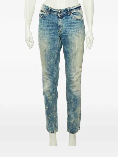 Pre-owned Just Cavalli Vintage Washed-denim Skinny Jeans In Blue