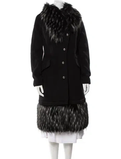 Pre-owned Just Cavalli Virgin Wool Faux Fur Coat W/ Tags In Black