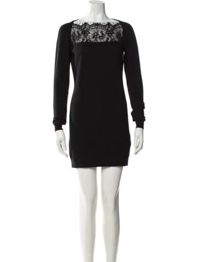 Pre-owned Just Cavalli Virgin Wool Mini Dress In Black