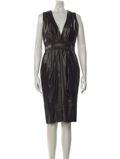 Pre-owned Just Cavalli V-neck Knee-length Dress In Black
