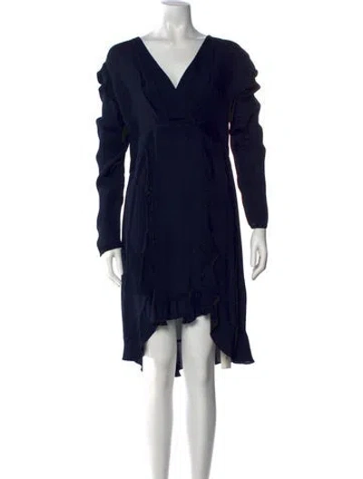 Pre-owned Just Cavalli V-neck Knee-length Dress In Blue