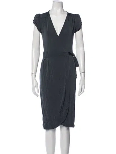 Pre-owned Just Cavalli V-neck Knee-length Dress In Blue