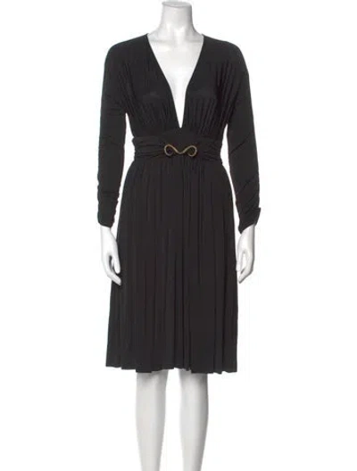 Pre-owned Just Cavalli V-neck Knee-length Dress W/ Tags In Black