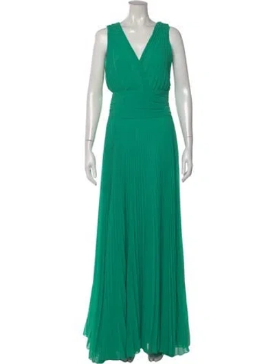 Pre-owned Just Cavalli V-neck Long Dress In Green