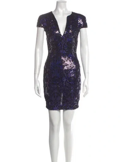 Pre-owned Just Cavalli V-neck Mini Dress In Black