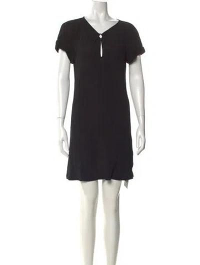 Pre-owned Just Cavalli V-neck Mini Dress In Black