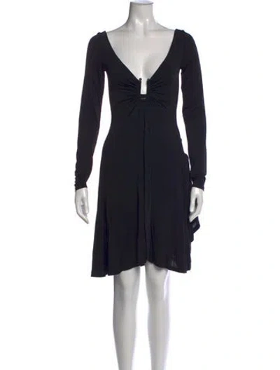Pre-owned Just Cavalli V-neck Mini Dress In Black