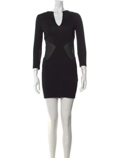 Pre-owned Just Cavalli V-neck Mini Dress In Black