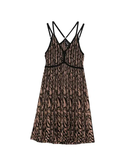 Just Cavalli V-neck Mini Dress In Brown