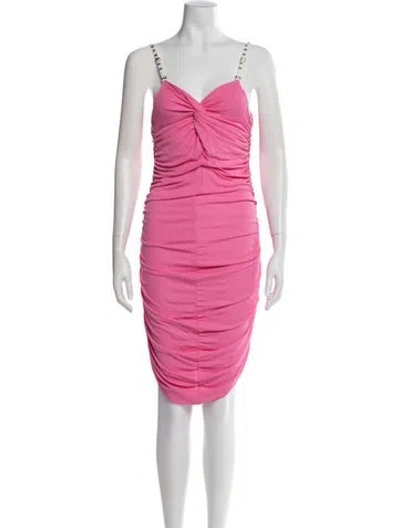 Pre-owned Just Cavalli V-neck Mini Dress In Pink