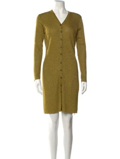 Pre-owned Just Cavalli V-neck Mini Dress W/ Tags In Gold
