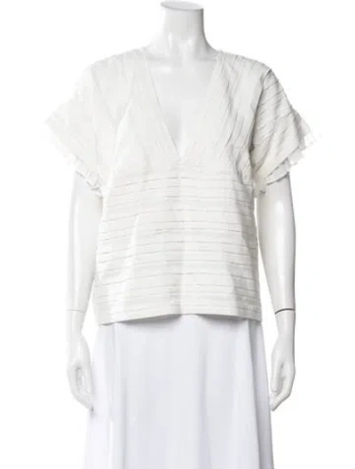 Pre-owned Just Cavalli V-neck Short Sleeve Top W/ Tags In White