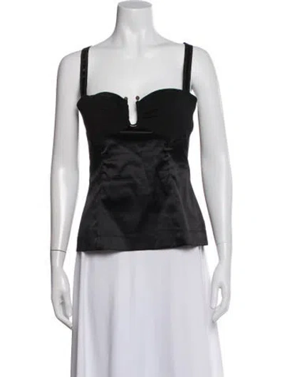 Pre-owned Just Cavalli V-neck Sleeveless Top In Black