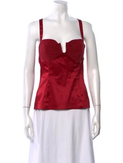 Pre-owned Just Cavalli V-neck Sleeveless Top In Red