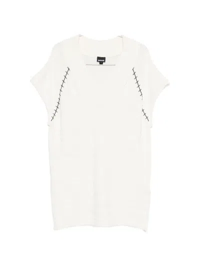 Just Cavalli V-neck Stitch-detail Mini Dress In White