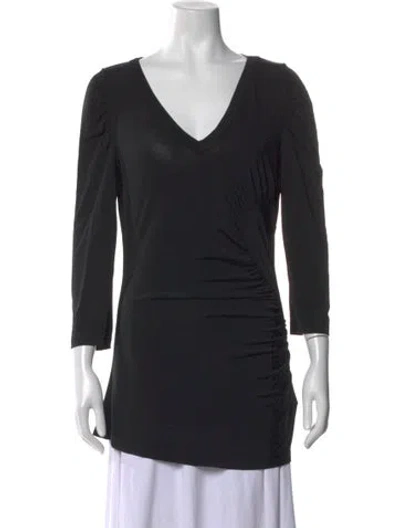 Pre-owned Just Cavalli V-neck Three-quarter Sleeve Top In Black