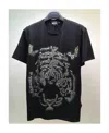 Just Cavalli Water Drill Round Collar T-shirt In Black