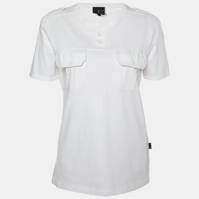 Just Cavalli White Cotton Knit Round Neck T-shirt