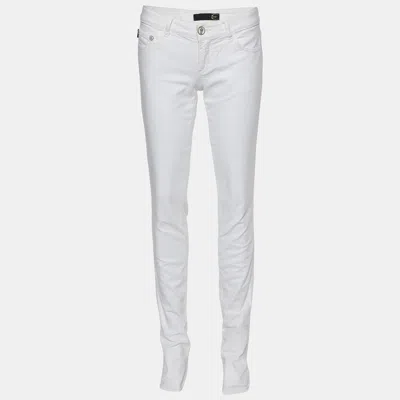 Pre-owned Just Cavalli White Denim Embroidered Pocket Detail Jeans S Waist: 30.5"