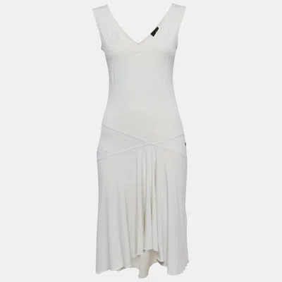 Pre-owned Just Cavalli White Jersey Paneled Sleeveless Midi Dress M