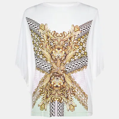 Pre-owned Just Cavalli White Printed Jersey Dolman Sleeve T-shirt Xs
