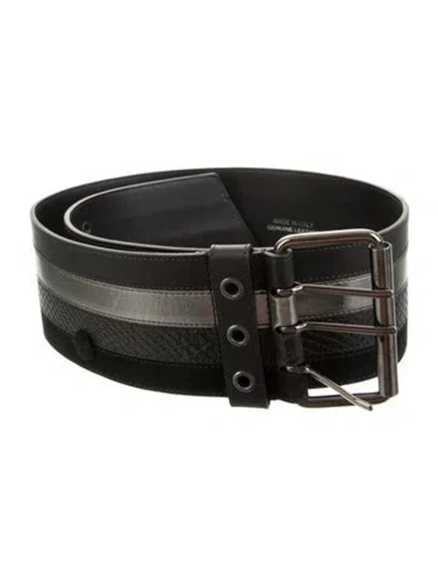 Pre-owned Just Cavalli Wide Leather Waist Belt In Black