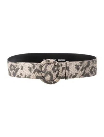 Pre-owned Just Cavalli Wide Leather Waist Belt In Gray