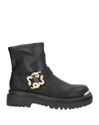 Just Cavalli Woman Ankle Boots Black Size 7 Synthetic Material