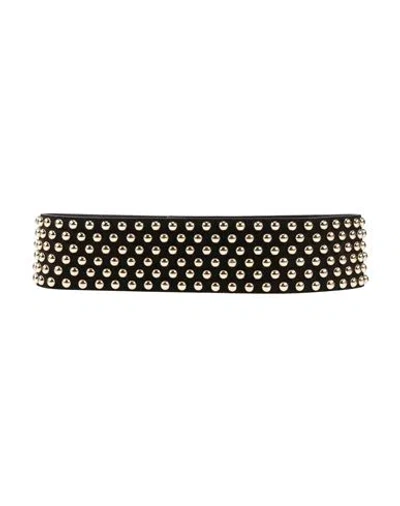Just Cavalli Woman Belt Black Size 28 Cow Leather, Zinc