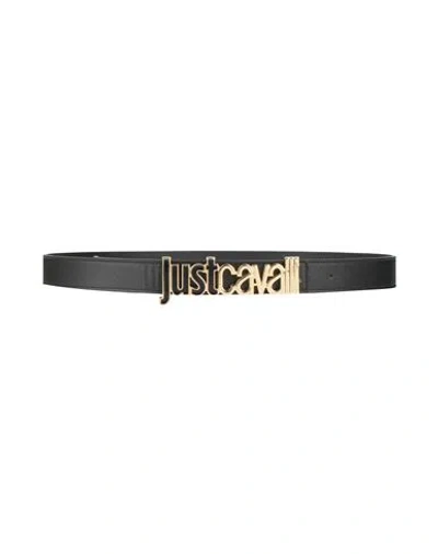 Just Cavalli Woman Belt Black Size 39.5 Leather