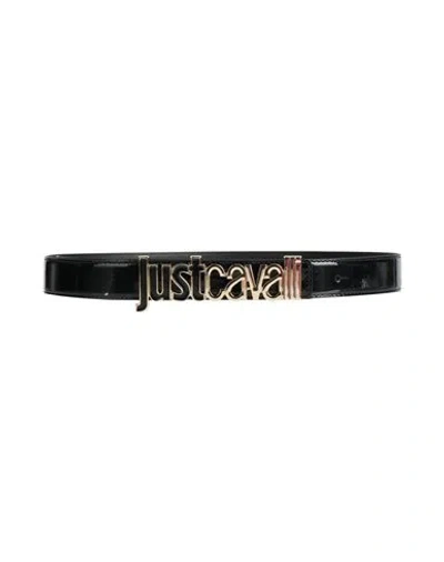 Just Cavalli Woman Belt Black Size 39.5 Polyurethane In Burgundy