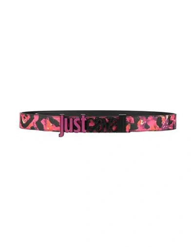 Just Cavalli Woman Belt Fuchsia Size 38 Leather In Pink