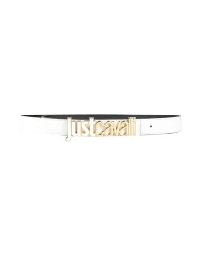 Just Cavalli Woman Belt Ivory Size 39.5 Leather In White