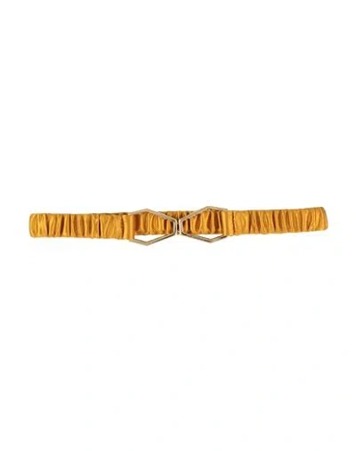 Just Cavalli Woman Belt Marigold Size 28 Viscose, Silk, Zinc, Aluminum, Copper In Yellow