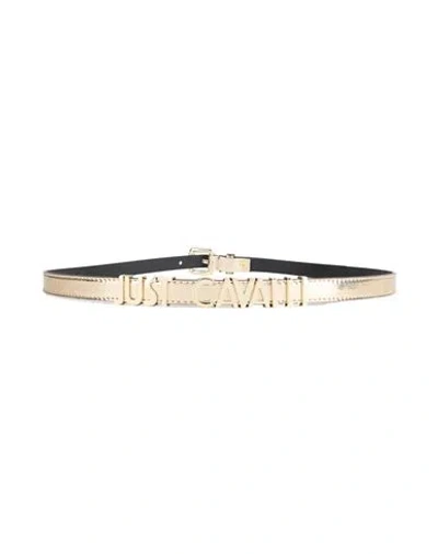 Just Cavalli Woman Belt Platinum Size 39.5 Polyurethane In White