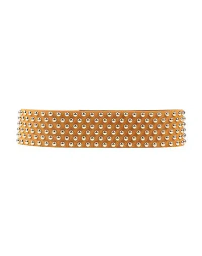 Just Cavalli Woman Belt Sand Size 32 Cow Leather, Zinc In Beige