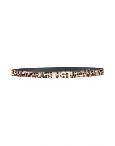 Just Cavalli Woman Belt Sand Size 34 Leather
