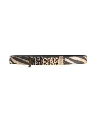 Just Cavalli Woman Belt Sand Size 36 Polyurethane In Brown