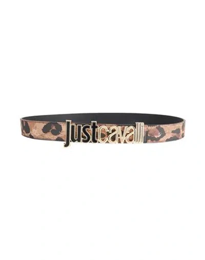 Just Cavalli Woman Belt Sand Size 38 Polyurethane In Brown