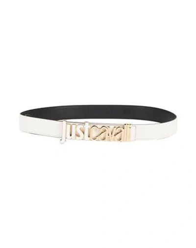 Just Cavalli Woman Belt White Size 38 Polyurethane